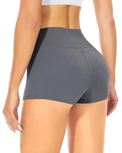 Produktbild: TNNZEET Radlerhose Damen Hohe Taille Shorts Bauchweg Hotpants Kurze Sporthose Leggings Boxershorts für Yoga Gym (Dunkelgrau,L-XL)