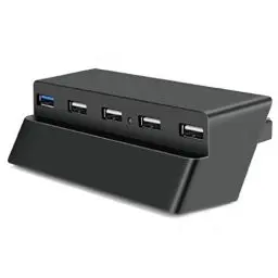 Produktbild: TNP USB Erweiterung für PS4 Schlank Konsole, 5 Port PS 4 USB Hub 3.0/2.0, PS4 USB Erweiterung für Sony Playstation 4 Slim Edition, USB Verteiler Adapter Zubehör für PS4 Controller, Schwarz