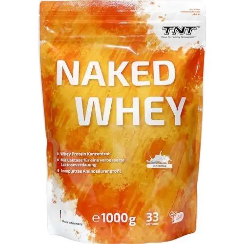 Produktbild: TNT Naked Whey Protein Pulver (1kg) • Eiweißpulver mit Laktase für Protein Shake, Backen & Kochen • Tolle Löslichkeit & leckerer Geschmack (Neutral)