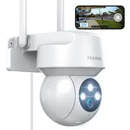 Produktbild: Überwachungskamera Aussen - Kamera Überwachung Aussen Wlan IP Kamera Outdoor Kabel Außenkamera WiFi PTZ Outdoor Camera Dome Homekit Aussen kamera Videoüberwachung Kamera mit Farbige Nachtsicht IP66