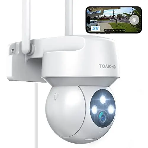 Produktbild: Überwachungskamera Aussen - Kamera Überwachung Aussen Wlan IP Kamera Outdoor Kabel Außenkamera WiFi PTZ Outdoor Camera Dome Homekit Aussen kamera Videoüberwachung Kamera mit Farbige Nachtsicht IP66