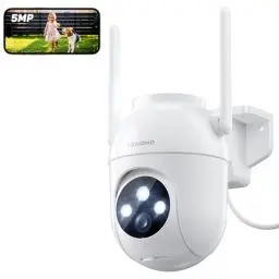 Produktbild: TOAIOHO 5MP Überwachungskamera Aussen Kamera Überwachung Aussen 2,4/5Ghz WLAN IP Kamera Outdoor Außenkamera Kabel 360°PTZ Videoüberwachung Aussen Camera Dome Homekit mit Automatischer Verfolgung