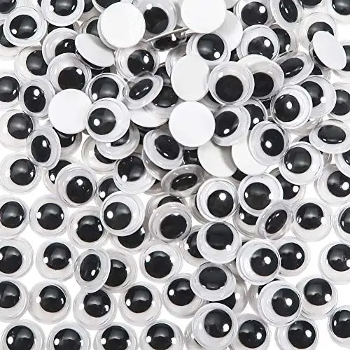 Produktbild: TOAOB 100 Stück Selbstklebend Wackelaugen Runde Schwarz Weiß 10mm Kunststoff Augen für Scrapbooking Kunsthandwerk Puppe Zubehör
