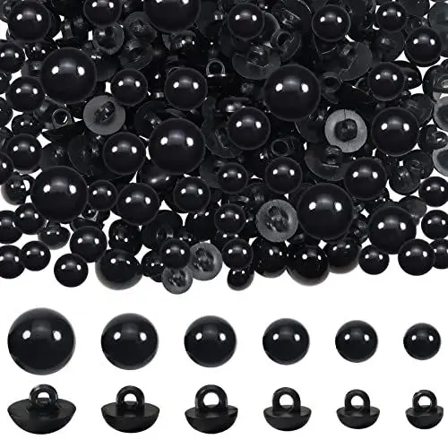 Produktbild: TOAOB 320 Stück Sicherheitsaugen für Häkeltiere Knöpfe Zum Annähen 8mm bis 15mm Kunststoff Pilzknöpfe Schwarz Pilz Gewölbte Runde Knöpfe für Herstellung von Häkelpuppen Plüschtieren