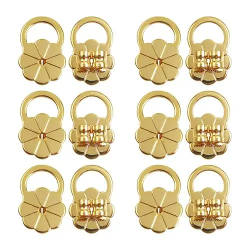 Produktbild: TOAOB 6 Stück Messing 18K Vergoldet Pflaumenform Ohrringheber Einstellbare Earring Lifter Backs Golden 8x12mm Ohrring Zubehör Verschlüsse Ohrringaufzüge für Schmuckherstellung