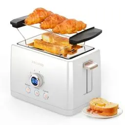 Produktbild: Toaster 2 Scheiben - ZACHVO Toaster mit Brötchenaufsatz, 6 Bräunungsstufe - 850W Toaster mit Herausnehmbare Krümelschublade, LED-Bildschirm - High Lift, Aufwärmen, Auftauen, Abbrechen Funktion