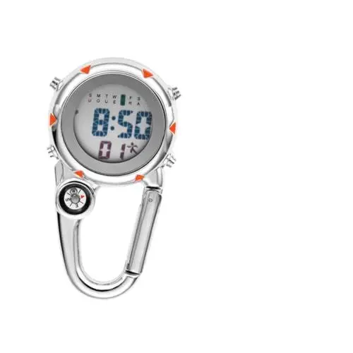 Produktbild: TOBBOMEY 1Stk Haken aus Edelstahl edelstahlhaken wandfest Hand Uhr zeitschaltuhren für draußen Stoßfeste Uhr Beige Outdoor-Vorhänge Uhr aus Edelstahl Karabiner Uhr Rostfreier Stahl Orange