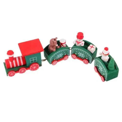 Produktbild: TOBBOMEY Mini Zug Spielzeug GNOME Weihnachten Holz Zug Desktop Decor Rot Und Spielzeug