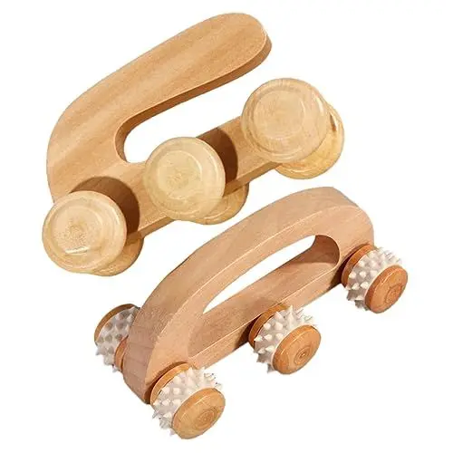 Produktbild: TOBBOMEY 2St Fußmassagegerät Fußmassageball Nackenmassagegerät Handmassagegerät Muskelrollenstock tragbare massageliegen hand massager Rückenrolle Rückenmassagerollen aus Holz hölzern