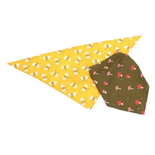 Produktbild: TOBBOMEY Entzückende Geburtstags-halstücher Für Haustiere – 2er-Pack Weiches Polyester Hund Und Katze Bienen- Und Pilz-Stil