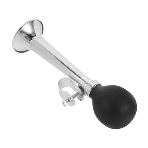 Produktbild: TOBBOMEY Air Horn Lautes Fahrrad-Horn Für Mountainbikes Retro Metall Design Einsetzbar Einfache Montage Silbern