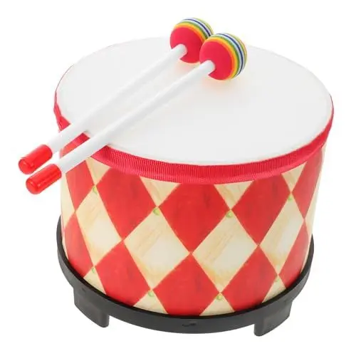 Produktbild: TOBBOMEY Kindertrommel Kleine Trommel Für Kinder Trommelspielzeug Handtrommel Schamanentrommel Musikspielzeug Trommel Chinesisches Instrument Hand Tamburin Kinder Trommeln Rot Hölzern