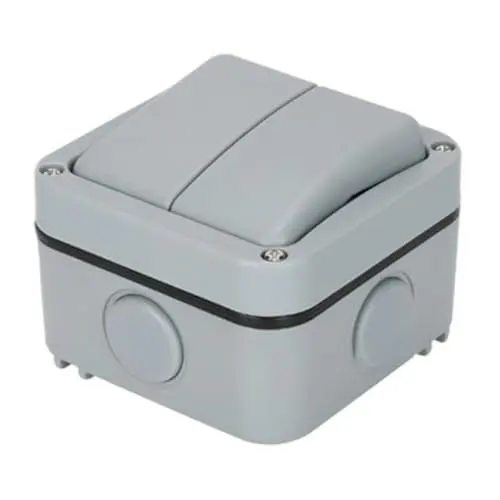 Produktbild: TOBBOMEY Wasserdichter Schalter Momentaner Druckknopfschalter Schalter Für Den Garten Regenfester Lichtschalter Elektrischer Lichtschalter Elektrischer Toröffner Außenschalter Dark Grey Abs