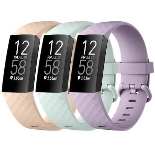 Produktbild: Tobfit für Fitbit Charge 4 Armband Fitbit Charge 3 Armband Damen Herren,Silikon Sport Weiches Verstellbare 3Stück Ersatzarmbänder für Fitbit Charge 4 SE/Charge 3 SE(L,Rosa1/hellgrün/Hellviolett)