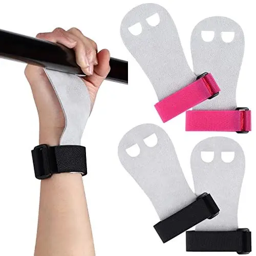Produktbild: TOBWOLF 2 Paar Gymnastikgriffe, Griffe für Gymnastik, Gymnastik-Handgriffe, Gymnastik-Palmen-Handgriffe Protektoren, Turngeräte-Griffe für Mädchen Jugend – Schwarz + Rosa