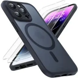 Produktbild: TOCOL 3 in 1 für iPhone 14 Pro Hülle für Magsafe, mit 2 Schutzglas, Vollständiger Kameraschutz Stoßfest Kratzfest Magnetisch Handyhülle für iPhone 14 Pro Case, Schwarz