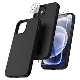 Produktbild: TOCOL 3-in-1 für iPhone 12 Hülle, für iPhone 12 Pro Hülle mit 2 Stück Schutzfolie + 2 Stück Kameraschutz, Silikon Handyhülle für iPhone 12/12 Pro 6,1