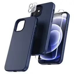 Produktbild: TOCOL 3-in-1 für iPhone 12 Hülle, für iPhone 12 Pro Hülle mit 2 Stück Schutzfolie + Kameraschutz, Silikon Handyhülle für iPhone 12/12 Pro 6,1