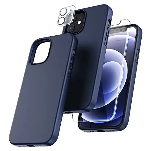 Produktbild: TOCOL 3-in-1 für iPhone 12 Hülle, für iPhone 12 Pro Hülle mit 2 Stück Schutzfolie + Kameraschutz, Silikon Handyhülle für iPhone 12/12 Pro 6,1