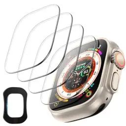 Produktbild: TOCOL 4 Stück Schutzfolie für Apple Watch Ultra 2/Ultra 49mm Displayschutzfolie aus gehärtetem Glas, (Militärqualität) (Kratzfest) (Hochauflösend) (Ultra dünn) Folie für Apple Watch Ultra 2/Ultra 49mm