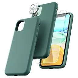 Produktbild: TOCOL 5-in-1 11 Hülle, mit 2 Schutzfolie + 2 Stück Kameraschutz, Silikon Handyhülle für iPhone 11 6,1 Zoll 360 Grad Schutzhülle (Kratzfest) (Stoßfeste), Mitternachtsgrün