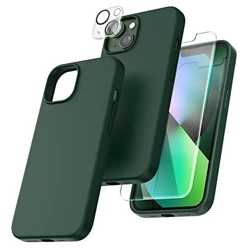 Produktbild: TOCOL für iPhone 13 Hülle Silikon, Stoßfest Anti-Rutsch Anti-Fingerabdruck Kratzfest Handyhülle für iPhone 13 Case, Alpingrün