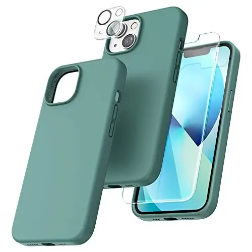 Produktbild: TOCOL für iPhone 13 Hülle Silikon, Stoßfest Anti-Rutsch Anti-Fingerabdruck Kratzfest Handyhülle für iPhone 13 Case, Mitternachtsgrün