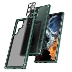 Produktbild: TOCOL für Samsung Galaxy S22 Ultra Hülle 5G mit 2 Stück Kamera Schutzfolie, Ultra Dünn Aber Stoßfeste Handyhülle für Samsung Galaxy S22 Ultra 6,8 Zoll Schutzhülle, Grün