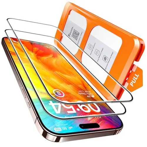 Produktbild: TOCOL für iPhone 16 Pro für Panzerglas, Full Screen Stoßfest Schutzglas Auto-Installation 9H Härte folie Kratzfest Anti-Fingerabdruck Anti-Öl Anti-Bläschen Schutzfolie für iPhone 16 Pro, 2 Stück