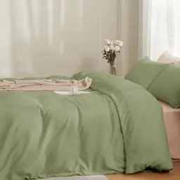Produktbild: TOCOMOA Bettwäsche 135x200 2teilig Grün, Bettwäsche-Sets Weich und Bügelfrei Mikrofaser, Oeko-TEX Zertifiziert, 1 Bettbezug und 1 Kissenbezug 80x80 cm mit Reißverschluss