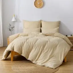 Produktbild: TOCOMOA Bettwäsche 135x200 2teilig Beige, Bettwäsche-Sets Mikrofaser ÖKO-TEX Zertifiziert, Bettbezug und Kissenbezug 80x80cm mit Reißverschluss Weich und Bügelfrei