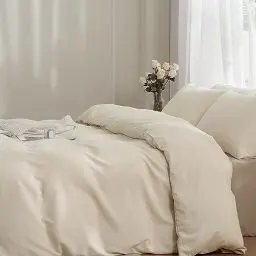 Produktbild: TOCOMOA Bettwäsche 200x200 3teilig Beige, Bettwäsche-Sets Weich und Bügelfrei Mikrofaser, Oeko-TEX Zertifiziert, 1 Bettbezug und 2 Kissenbezug 80x80 cm mit Reißverschluss
