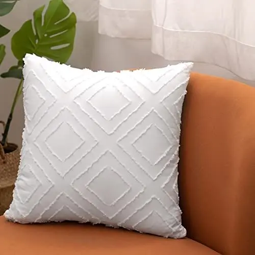 Produktbild: TOCOMOA Kissenbezug 40x40 cm 2teilig, Kissenbezüge Weiß Boho Kissen, Weich und Bequem Dekokissen Sofakissen Kissenhülle, Dekorativer Mikrofaser Kopfkissenbezug mit Reißverschluss