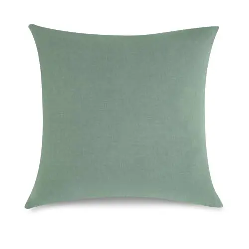 Produktbild: TOCOMOA Kissenbezüge 40x40 cm 2er Set - 100% Gewaschene Baumwolle 300 Fadenzahl, Verdickter Atmungsaktiver Bezug mit Leinenoptik & Reißverschluss - Grün Oeko-TEX Zertifiziert für Hotelkomfort