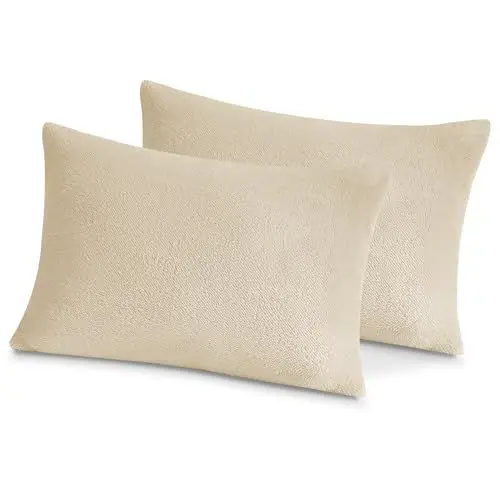 Produktbild: TOCOMOA Plüsch Kissenbezug 40 x 80 Winter - Warme Creme Kissenbezüge Fleece, ÖKO-TEX Zertifiziert Flauschig Weich Kopfkissenbezug 40x80cm 2er Set mit Reißverschluss