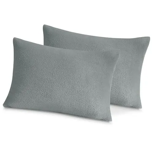 Produktbild: TOCOMOA Plüsch Kissenbezug 40 x 80 Winter - Warme Grau Kissenbezüge Fleece, ÖKO-TEX Zertifiziert Flauschig Weich Kopfkissenbezug 40x80cm 2er Set mit Reißverschluss