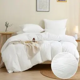 Produktbild: TOCOMOA Waffle Bettwäsche 135x200 Weiß Bettwäsche-Sets 2teilig Weich und Bügelfrei ÖKO-TEX Zertifiziert Mikrofaser Bettbezug 135x200cm mit Reißverschluss Kissenbezug 80x80cm