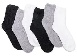 Produktbild: TOCONFFON Damen Kuschelige Flauschige Socken Weiche Socken Plüsch Socken 6 Paar(2 Schwarz,2 Weiß,2 Grau)