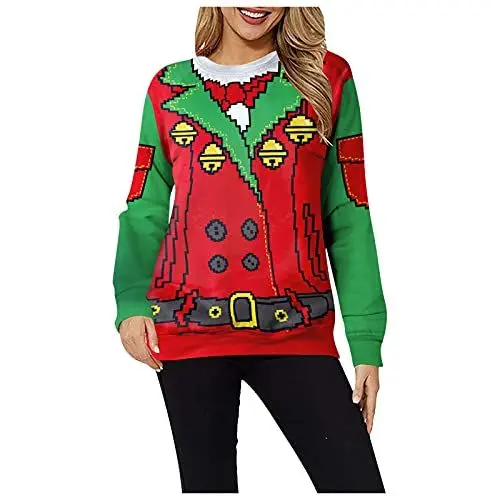 Produktbild: Today'S Deals Weihnachtspulli Damen Pullover Damen Senioren Duenne Jacke Damen Beige Pullover Damen Royalblau Sweat Blazer Jacke Damen Alternative Bekleidung Fuer Damen Winter Festival Outfit Women
