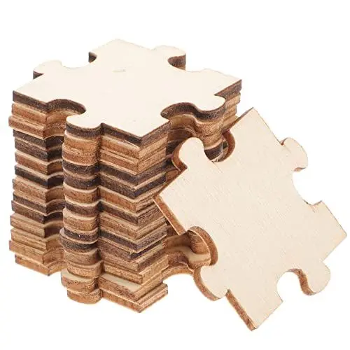 Produktbild: Toddmomy 100 Stück Unfertige Holzpuzzle Leere Puzzleteile Formen Holzpuzzles für DIY-Kinder Ineinandergreifende Hochzeit Familienkalender Plakette Handwerk