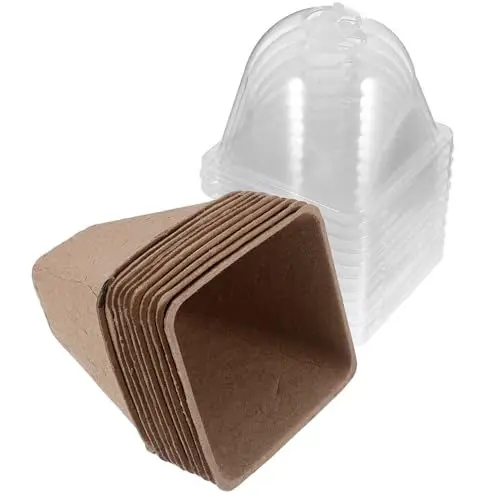 Produktbild: Toddmomy 10 Stück Zellstoff Setzling Becher Topf Outdoor Gartentöpfe Setzling Starter Setzlingstöpfe Pflanzen Kindergarten Topf Mit Kuppel Mini Töpfe Für Pflanzen Pflanzen