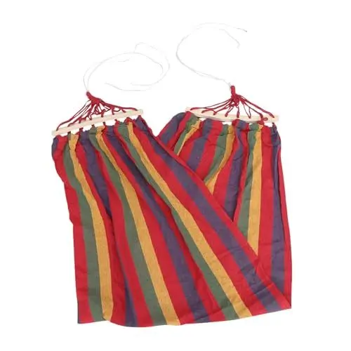 Produktbild: Toddmomy 1Stk mit Regenbogenstreifen Portable Hammock Kinder hängematte Outdoor hängematte Tragbare Hängematte travel Hammock doppelt die Schaukel Aufzüge Individuell Segeltuch rot