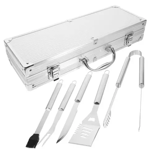 Produktbild: Toddmomy 1 Satz Grillwerkzeug BBQ-Grill-Werkzeug-Set Geschlitzter Spatel rutschfeste Grillutensilien Grillbesteck Mit Koffer Grillbesteck Edelstahl Grillspatel Rostfreier Stahl Ofen