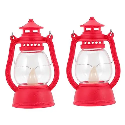 Produktbild: Toddmomy 1 Satz Retro-laterne Im Freien Camping Dekorative Laterne Lagerlaterne Laterne Dekorativ Lagerlampe Kleine Außenlampe Außenbeleuchtung Plastik Rot 2 Stück