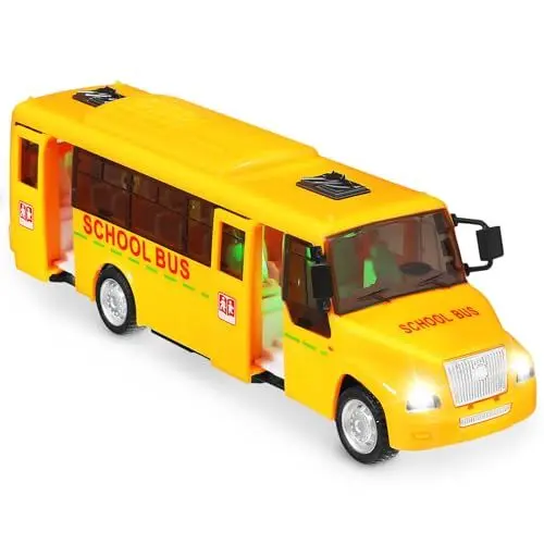 Produktbild: Toddmomy 1 Stück Gelbes Schulbus-Spielzeug Für Kinder Zurückziehbarer Schulbus Mit Licht Und Geräuschen Kunststoff-Schulbus-Druckgussmodell Für Jungen Und Mädchen Als Geschenk