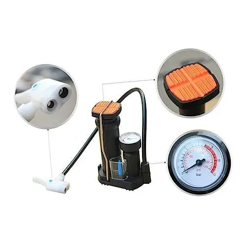 Produktbild: Toddmomy Hohe Druck Mini Fußpumpe Für Fahrrad Basketball Und Fußball Tragbare Fußluftpumpe Mit Manometer Non-Slip Pedal Und Gasdüse Für Einfache Anwendung