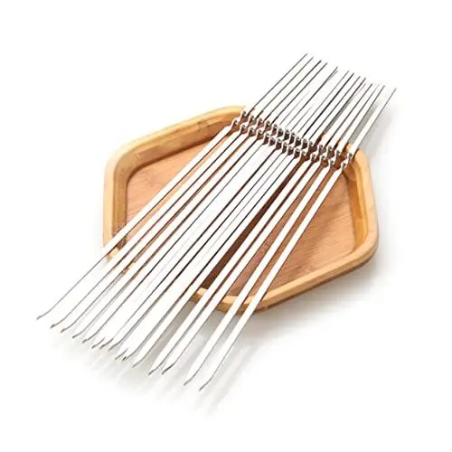 Produktbild: Toddmomy 20 Stück 304 Grillspieße mit Antihaftbeschichtung Edelstahlstäbe Wiederverwendbare Grillstäbchen Rostfreie Grillspieße -teiliges Grillspieß-Set grillzubehör Spieße aus Edelstahl
