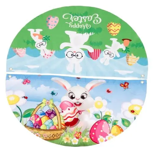 Produktbild: Toddmomy 2St Osterbanner Wimpelfahnen zu Ostern Fröhliche Ostern-Gartenflagge dekorative Osterfahne Hasen-Fan-Flagge Halbkreis schmücken dekorative Flagge das Banner der Zaun Polyester