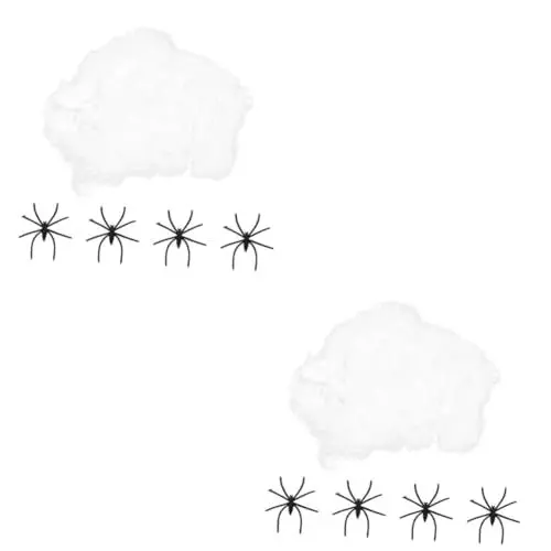 Produktbild: Toddmomy 2 Sätze Simulations Spinnennetz Leuchtendes Spielzeug Flauschige Spinnen Halloween-partydekoration Gefälschte Spinnweben Halloween-Party-dekor Halloween-spinnenweben Weiß Plastik