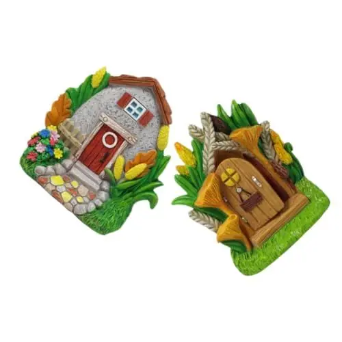 Produktbild: Toddmomy 2 Stück Miniaturhaus Ornament Set Resin Teiliges Garten für Balkon Terrasse und Gartenlandschaft Charmante Mikrolandschaftsdekoration mit Einfacher Pflege